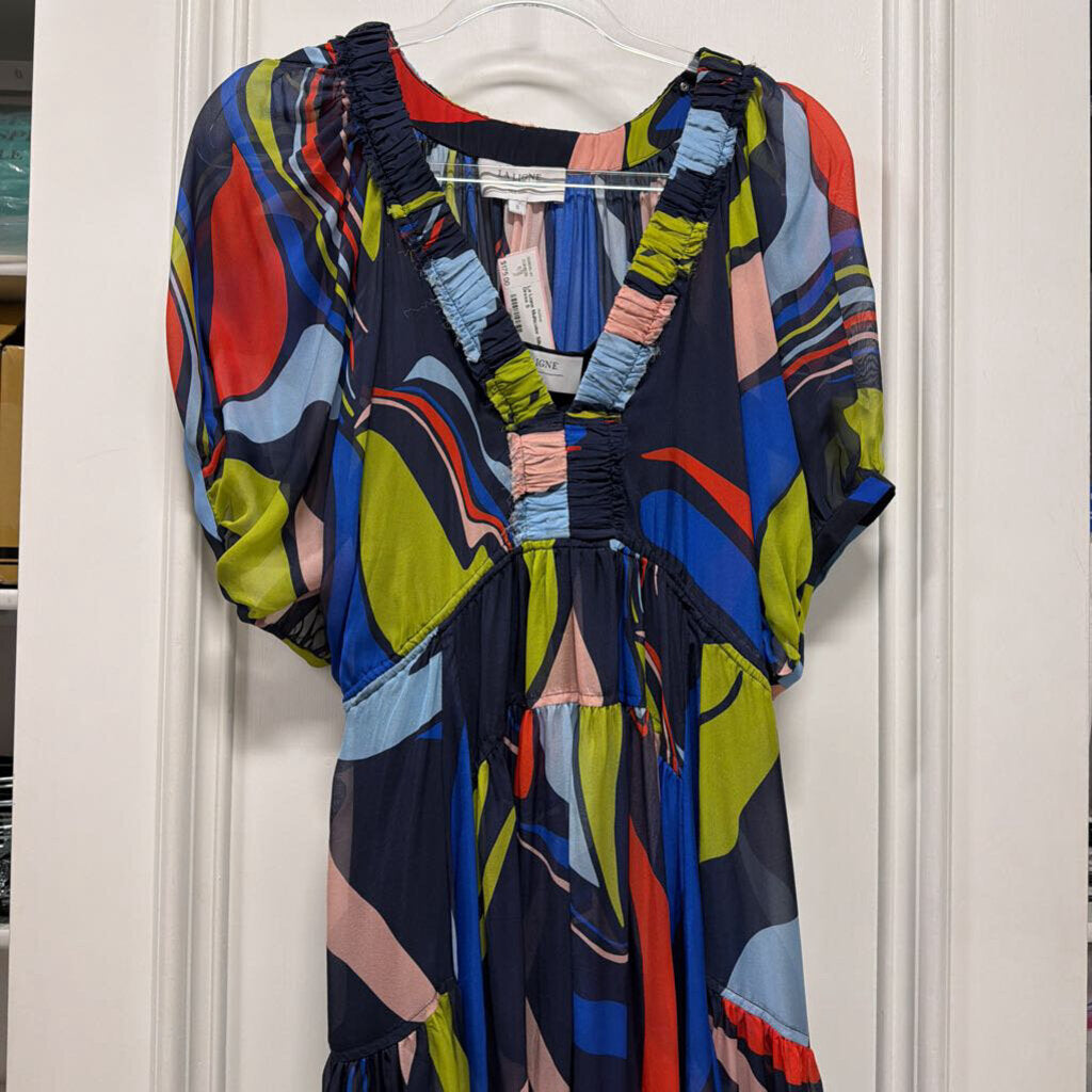 Multicolor Silk Maxi Dress
