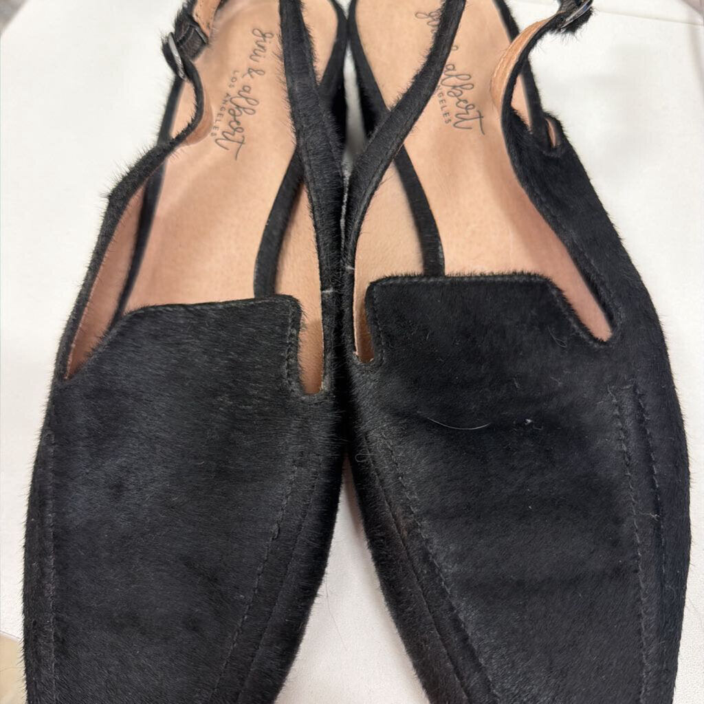 Gini & Albert Black Haircalf Slingback