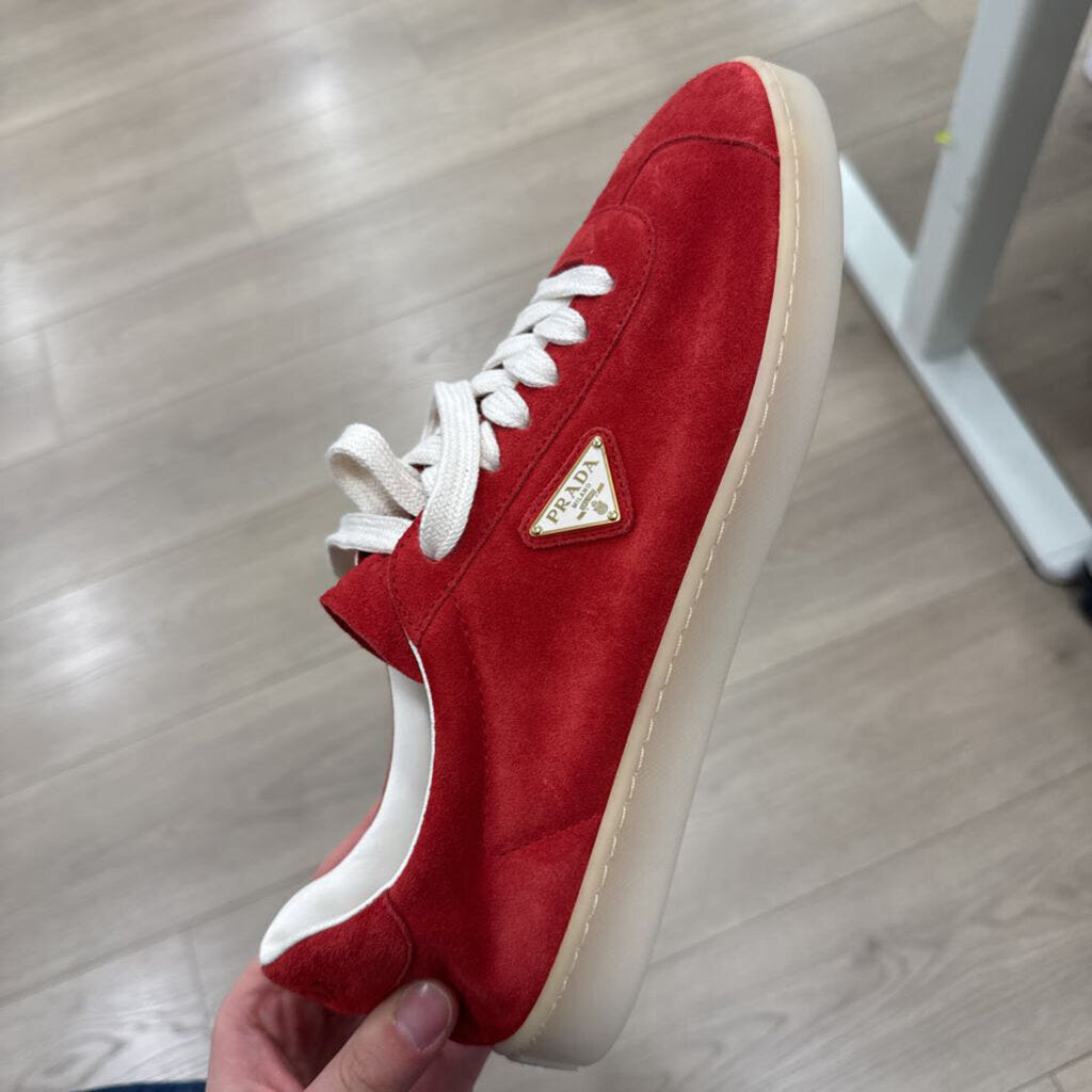 Prada Red Suede Sneaker