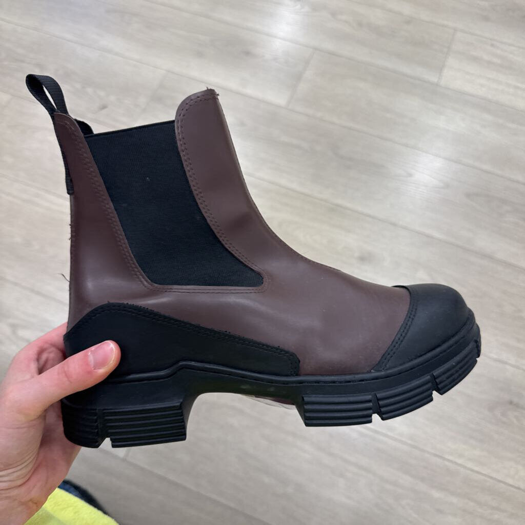 Ganni Brown Rubber City Chelsea Boot