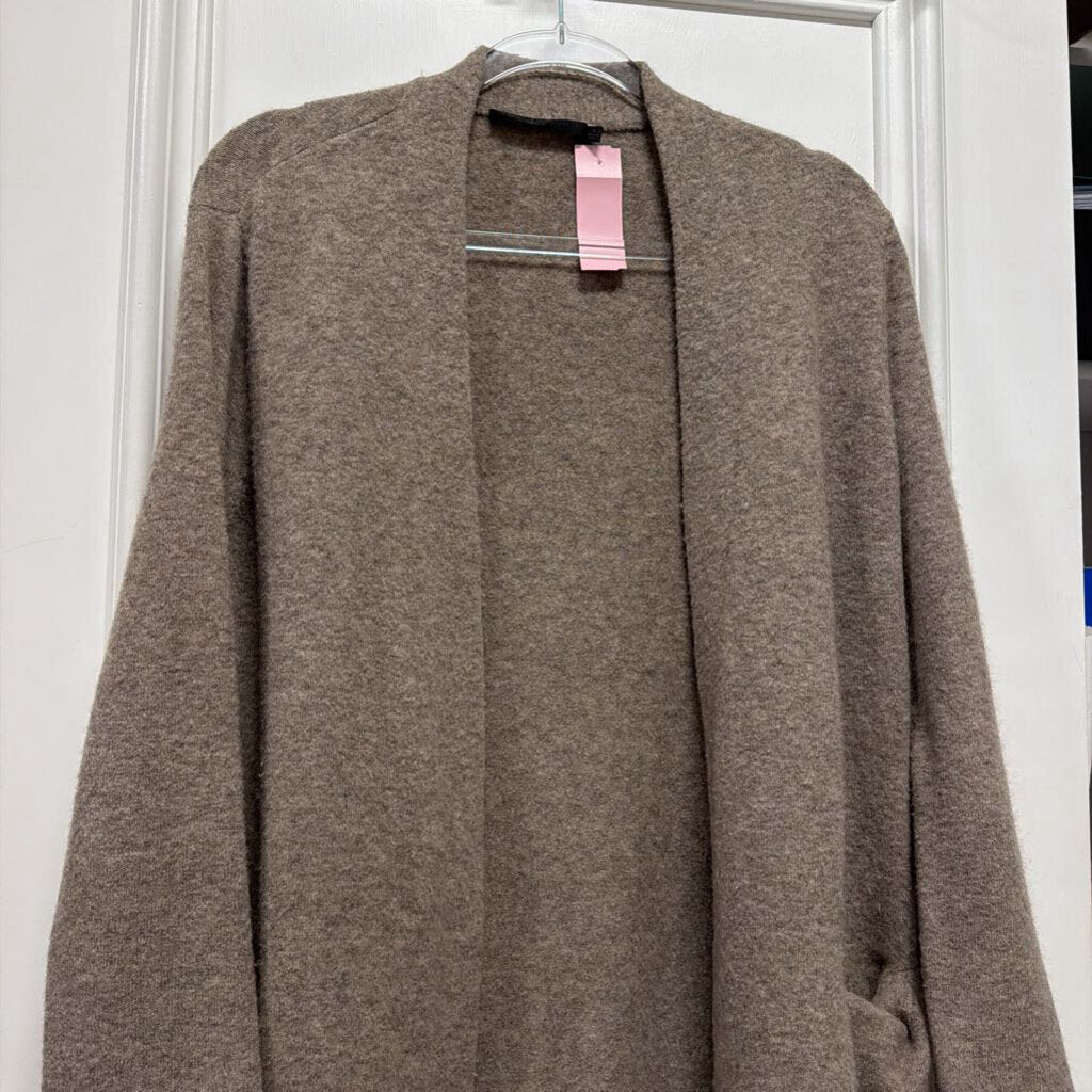 Taupe Merino Blend Long Cardigan