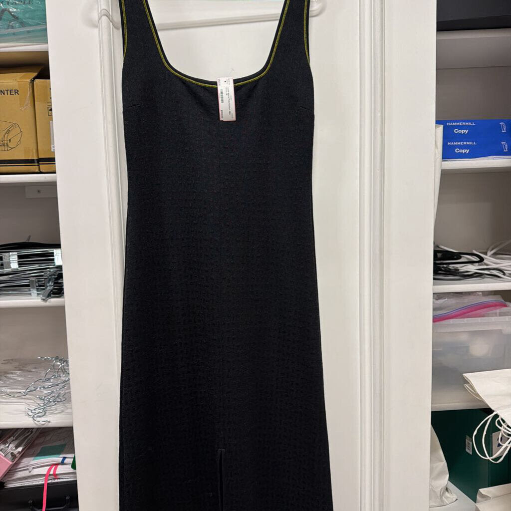 Black Poly/Cotton Midi Dress