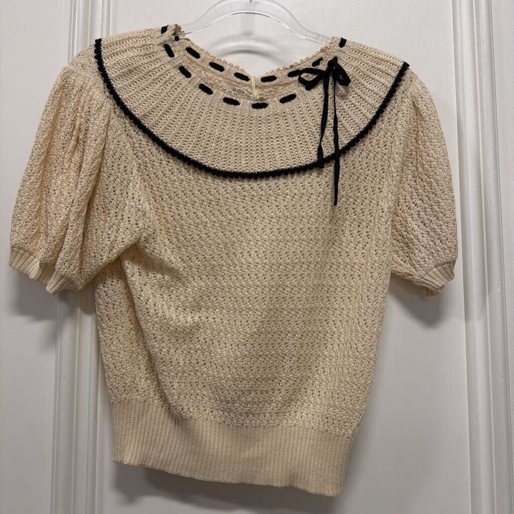 Cream/Black Cotton Knit Sweater (NWT)