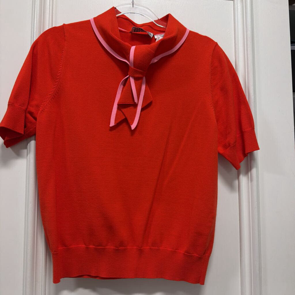 Red/Pink Viscose/Poly SS Sweater