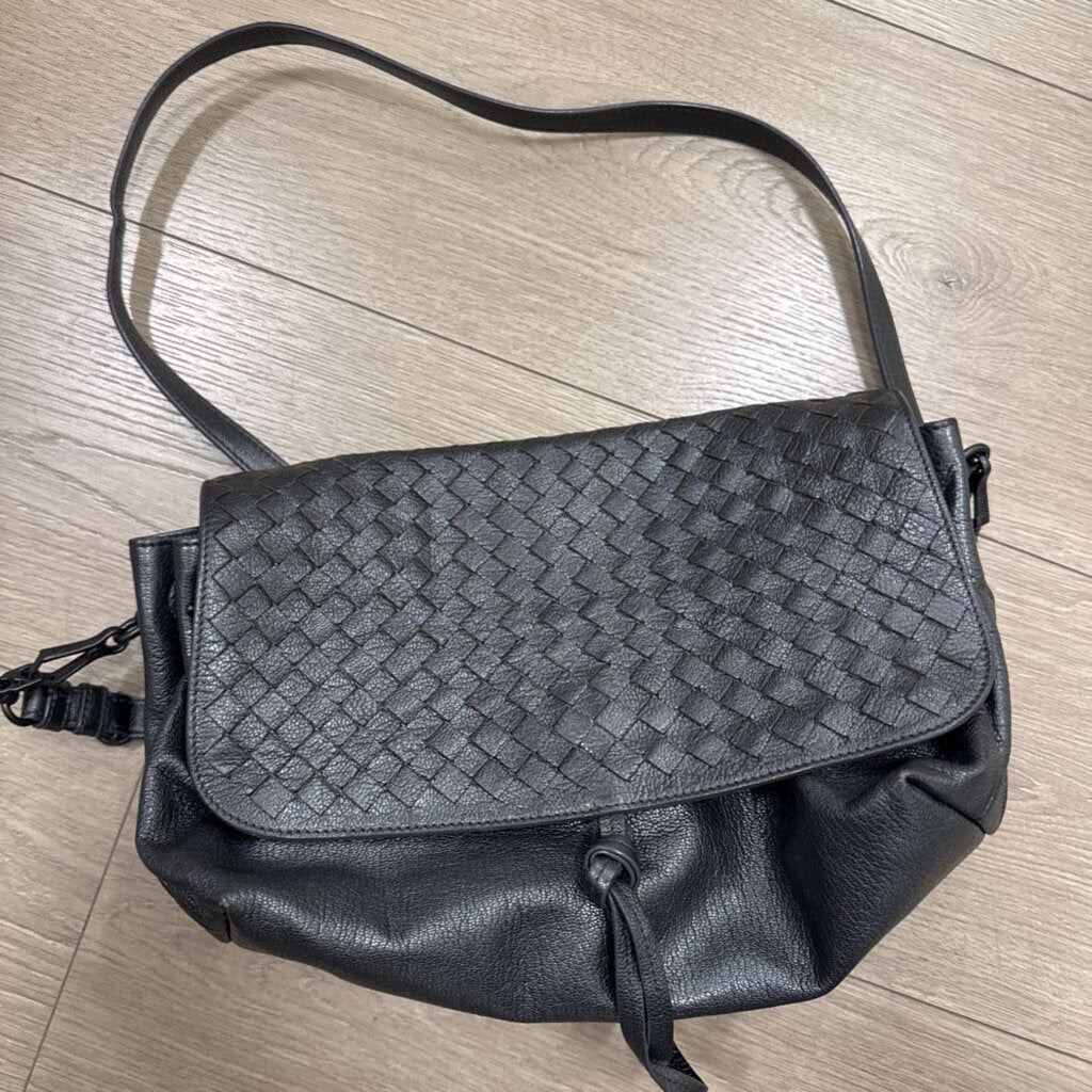 Gunmetal Intrecciato Shoulder Bag (as is-lining)