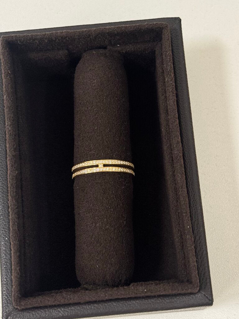 18k Yellow Gold Ariane Wedding Band w/ Pave Diamond (full set)