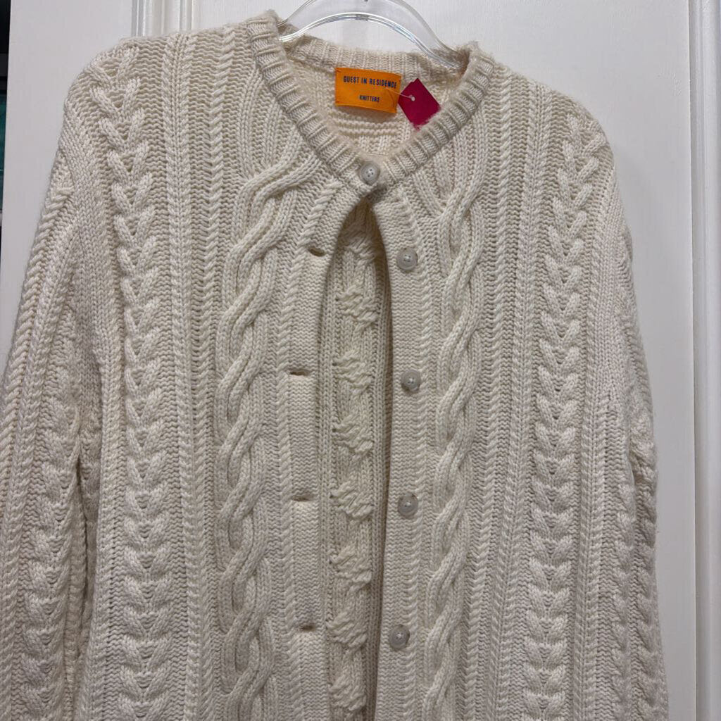 Cream Wool/Cashmere Cableknit Cardigan