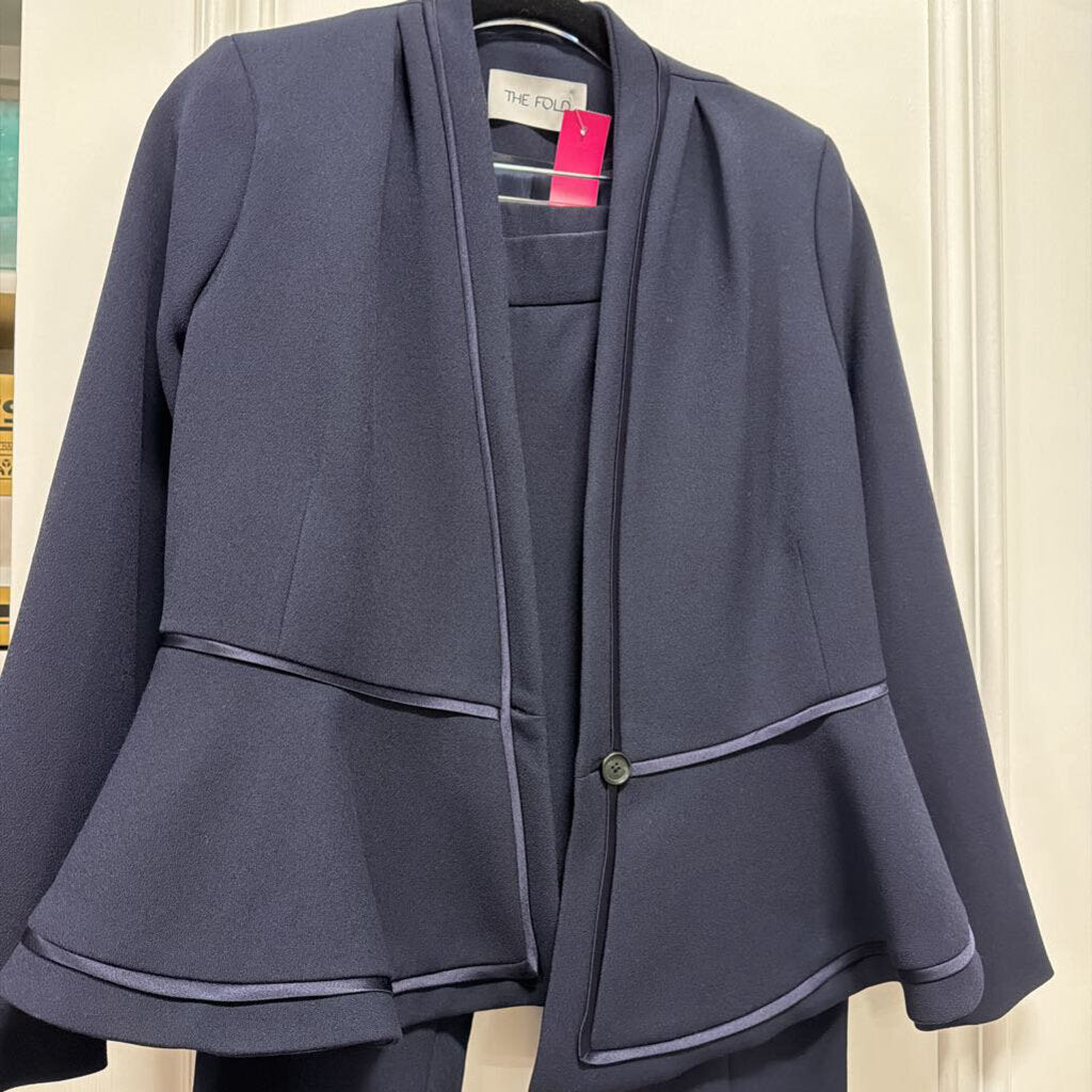 Navy Poly Crepe Suit SET