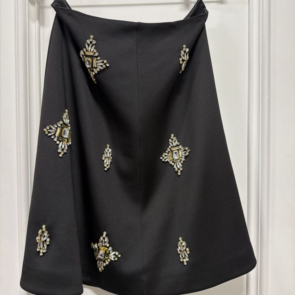 Black Poly Embellished Skirt