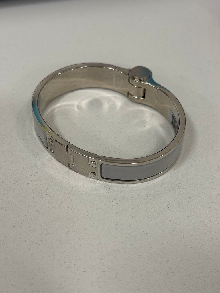 Grey Enamel Palladium Plated Charniere Bracelet, Narrow