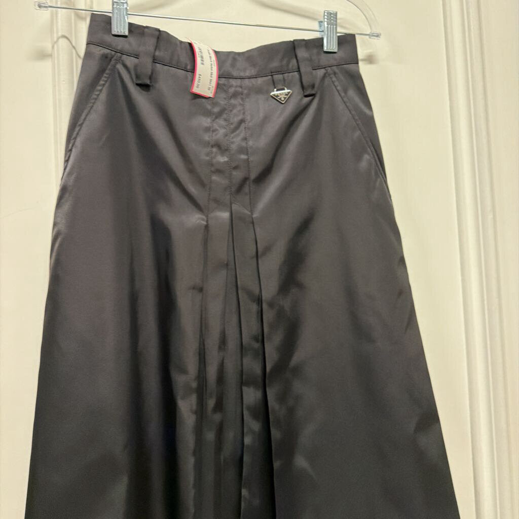 Black Nylon Midi Skirt