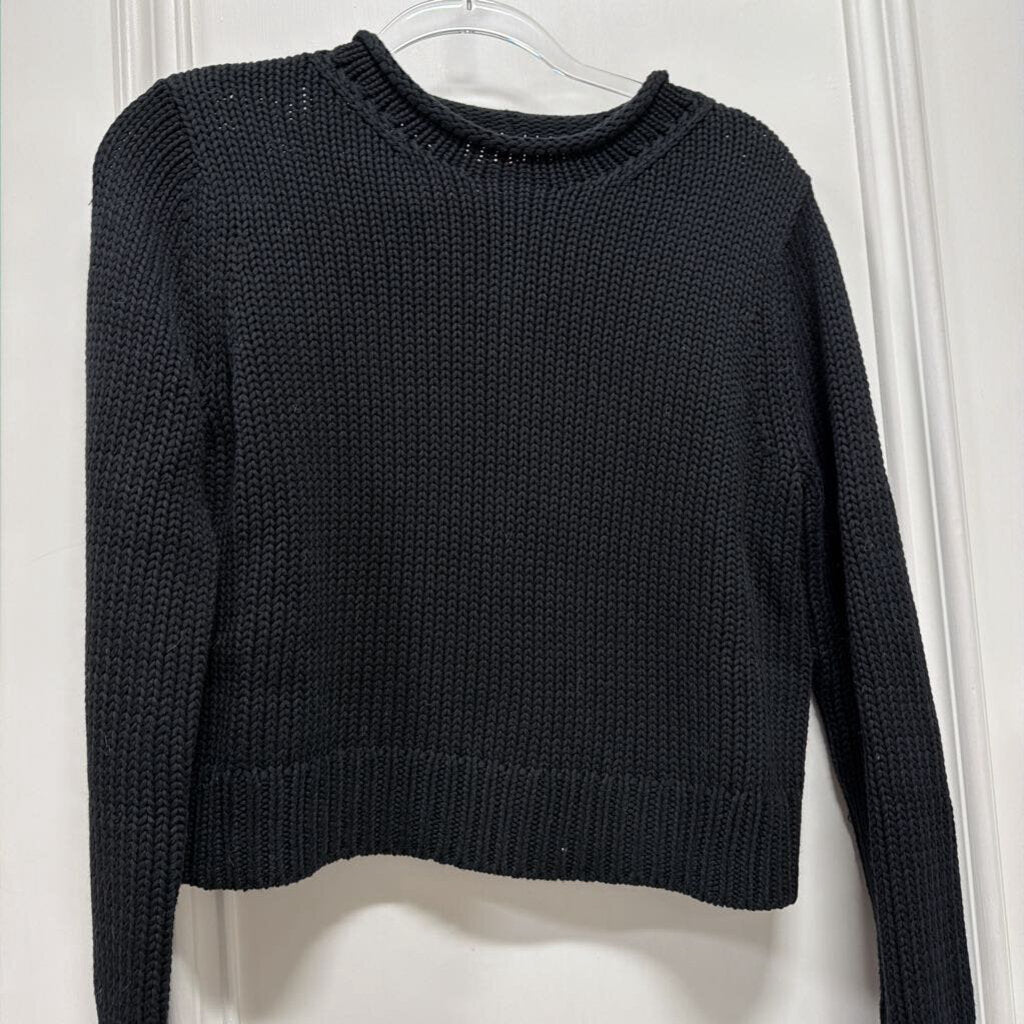 Black Cotton Knit Crewneck