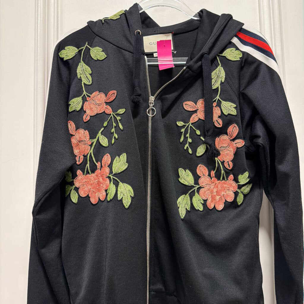Black Cotton Blend Embroidered Jacket