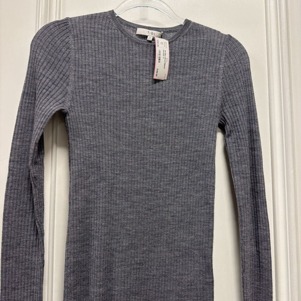Blue Wool Ribbed Sweater