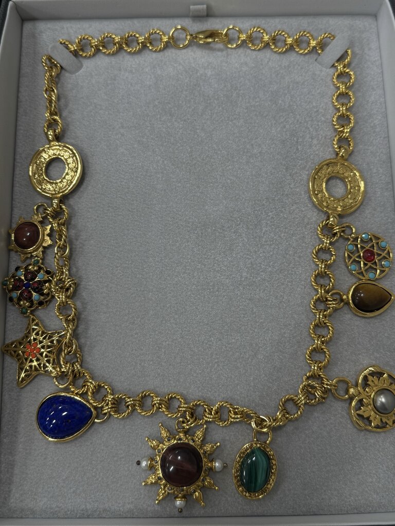 Gold Tone Celestial Charm Necklace (full set, 740 retail)