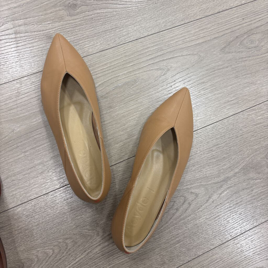 Beige Leather Flats