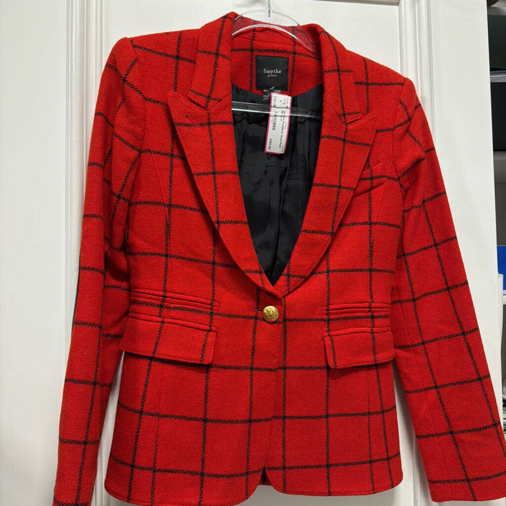 Red/Black Wool Plaid Blazer