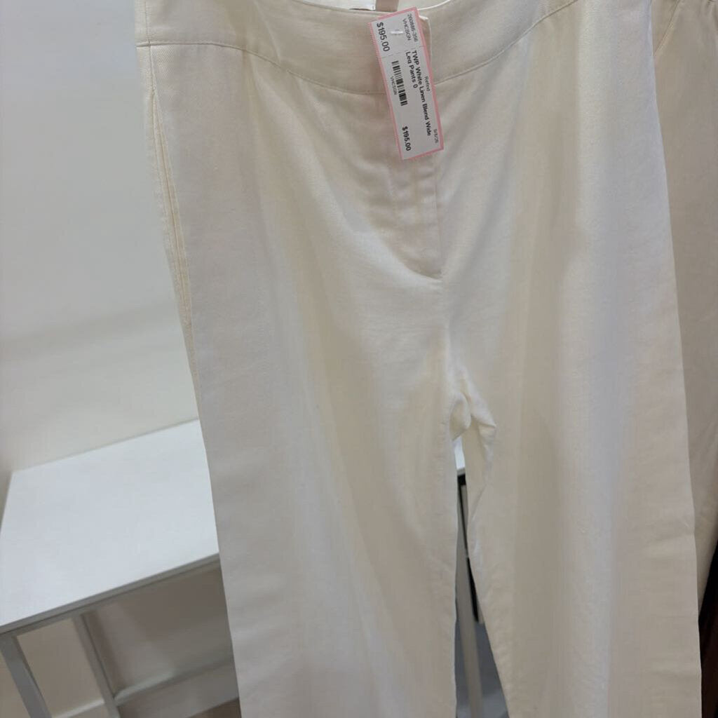 White Linen Blend Wide Leg Pants