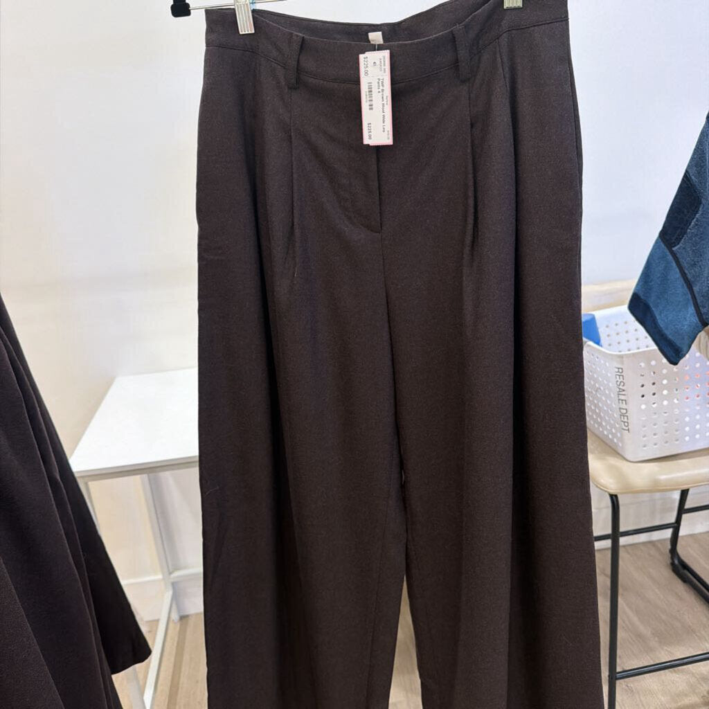 Brown Wool Wide Leg Pants