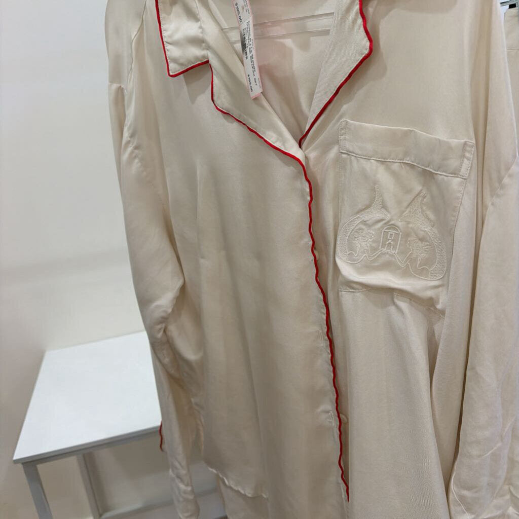 x Le Sirenuse Cream/Red Silk Shirt/Pant SET (R.1100)