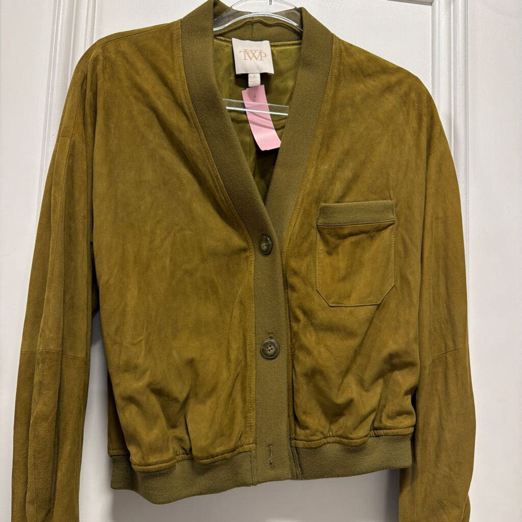 Green Lambskin Cardigan Jacket