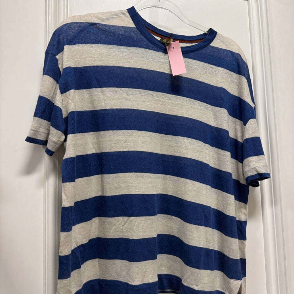 White/Blue Stripe Linen Tee