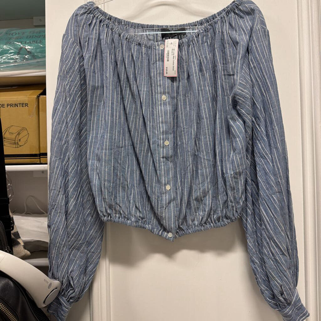 Blue Cotton Stripe Blouse