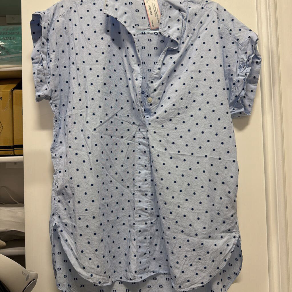 Blue Cotton Polka Dot SS Shirt