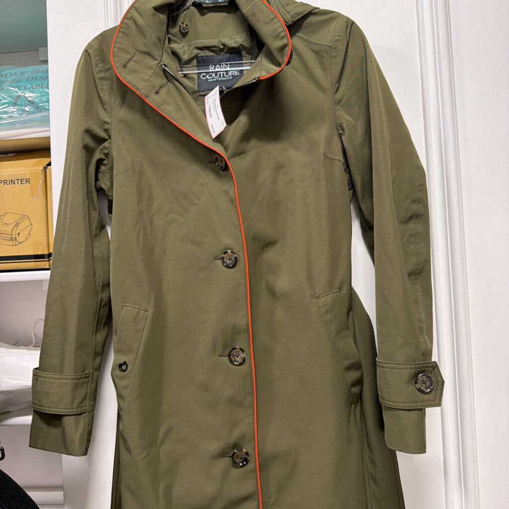 Green Poly Trench Coat