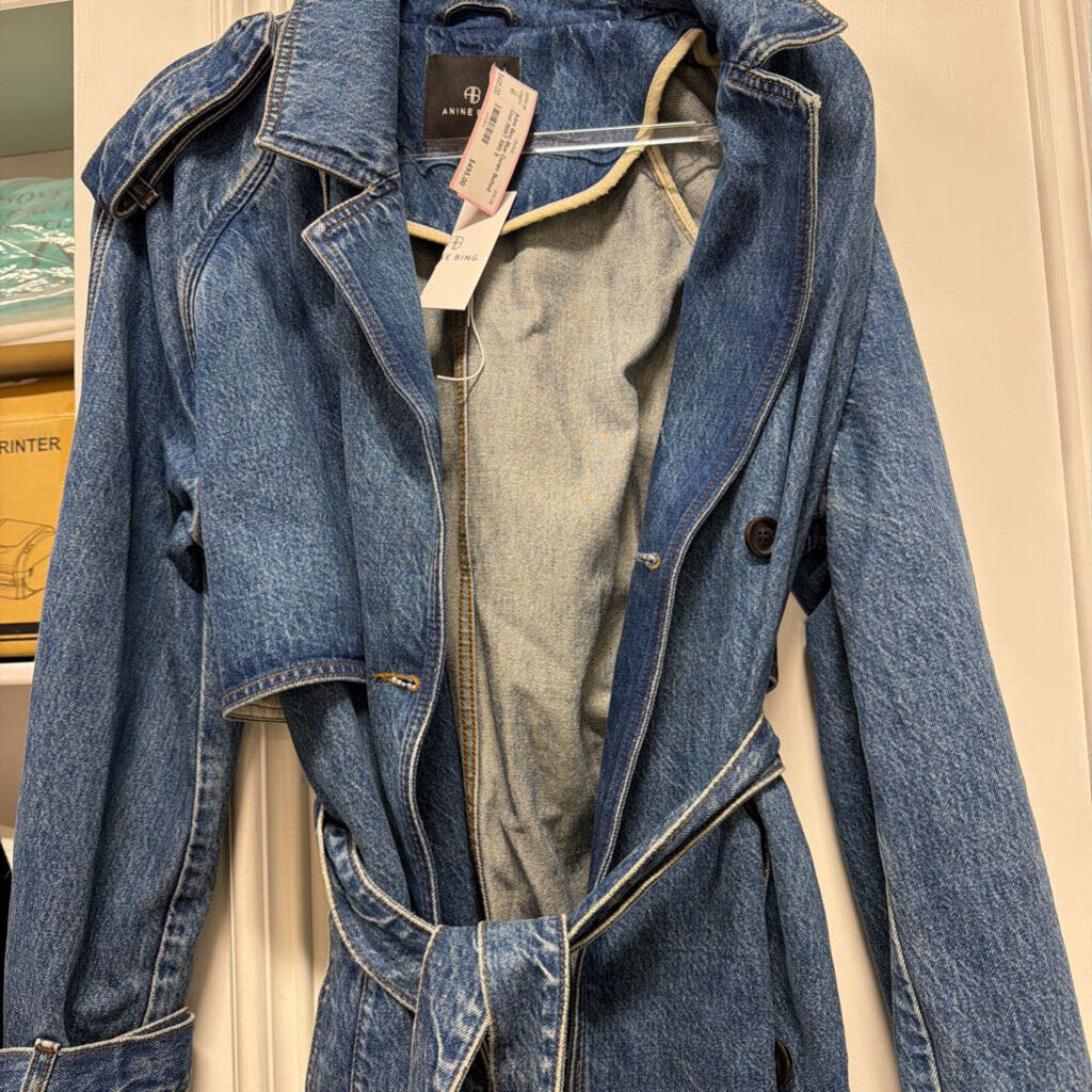 Blue Denim Belted Coat (NWT 590)