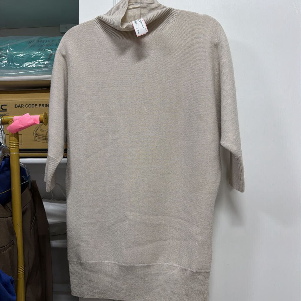 Cream Wool Mock Neck Sweater