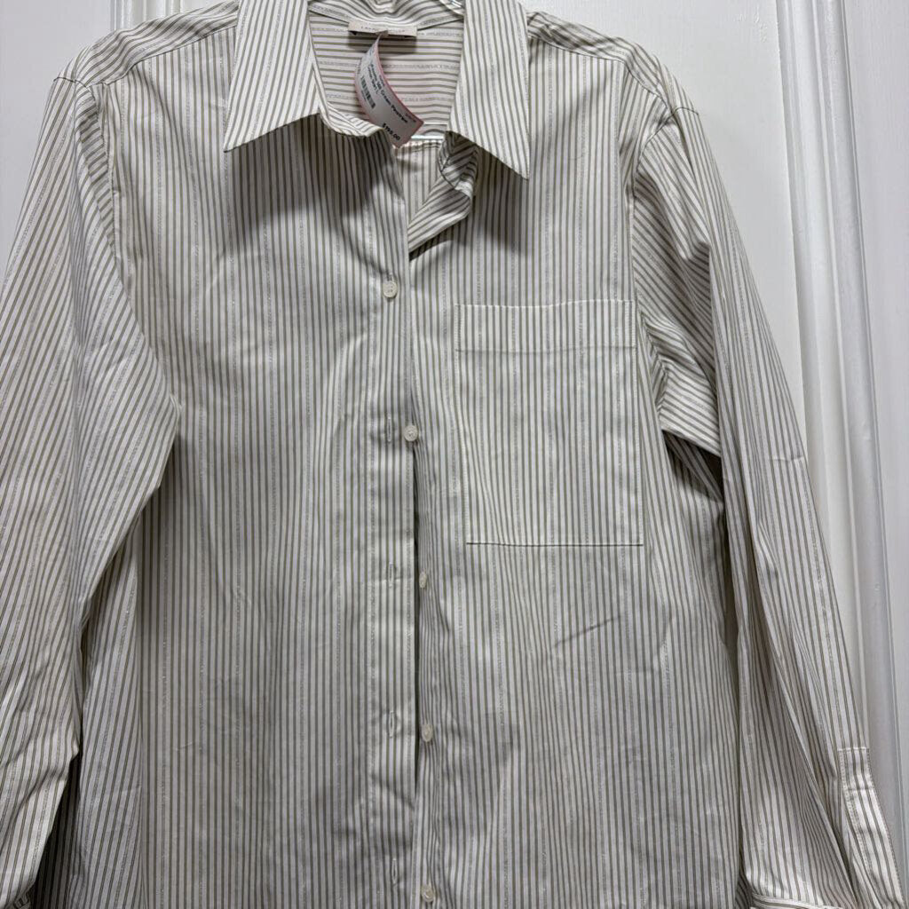 Cream Pinstripe Cotton Shirt
