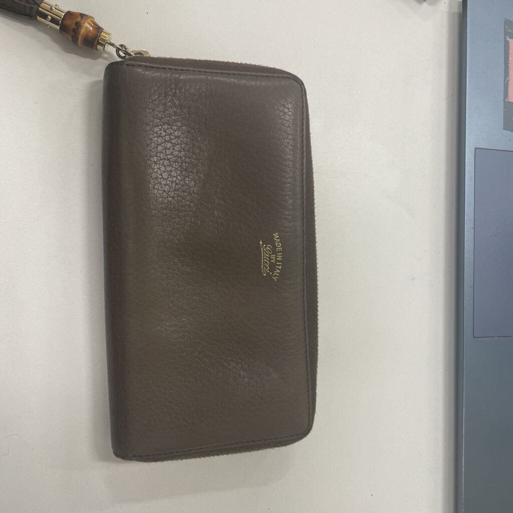 Brown Leather Zip Around Wallet