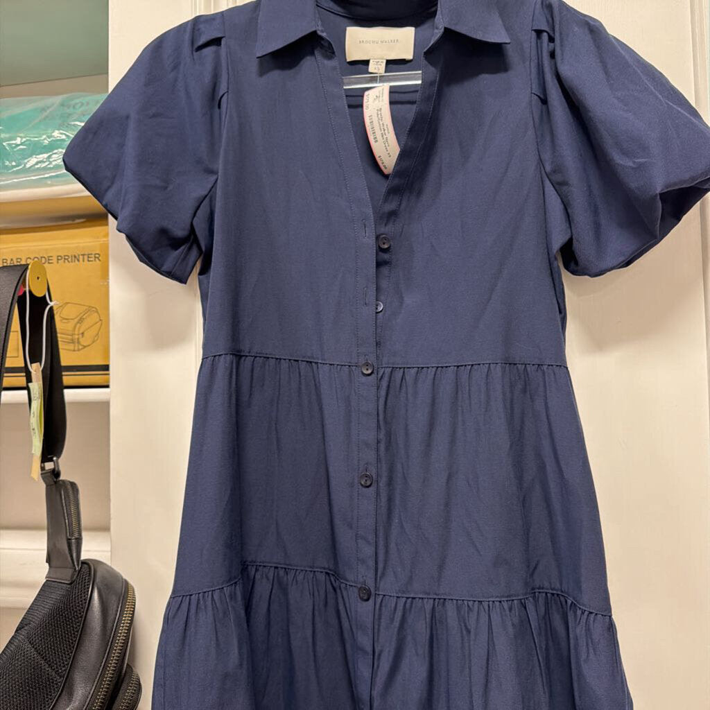 Navy Poly/Cotton Mini Dress