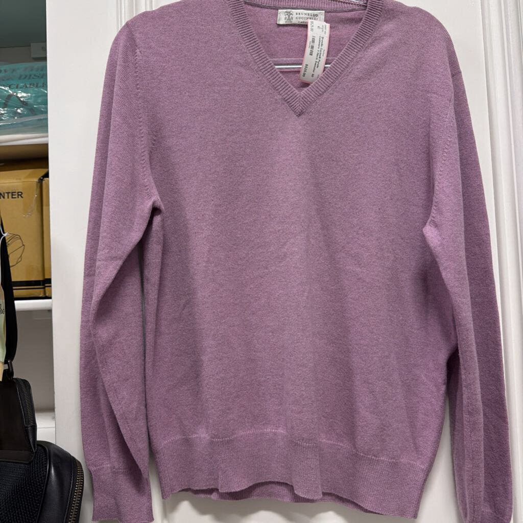 Purple Cashmere V-Neck Sweater