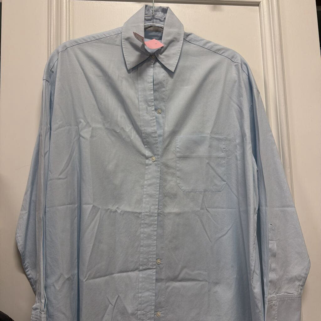 Blue Cotton/Silk Button Up Top
