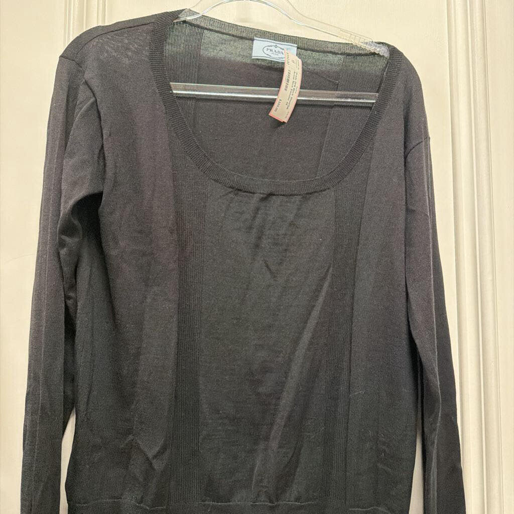 2018 Black Wool/Silk Scoop Neck Sweater