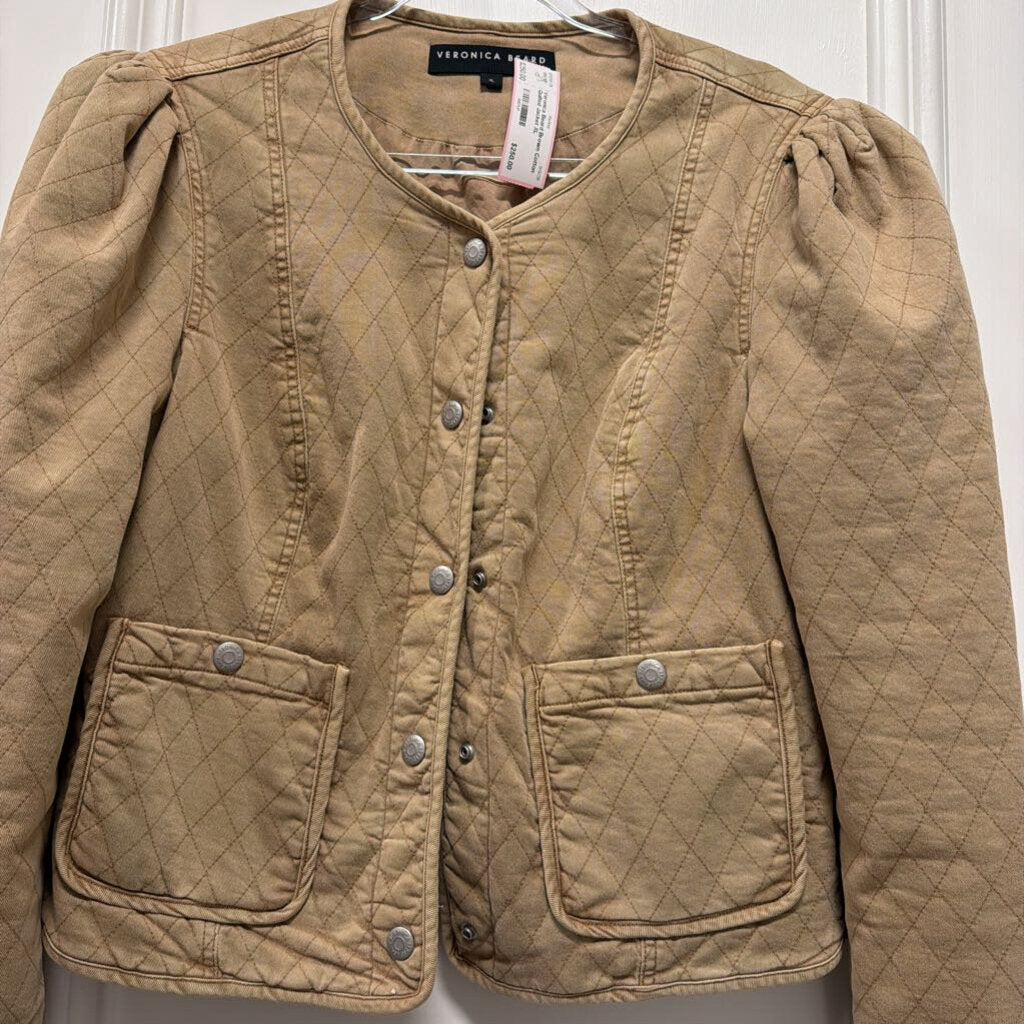 Brown Cotton Quilted Jacket