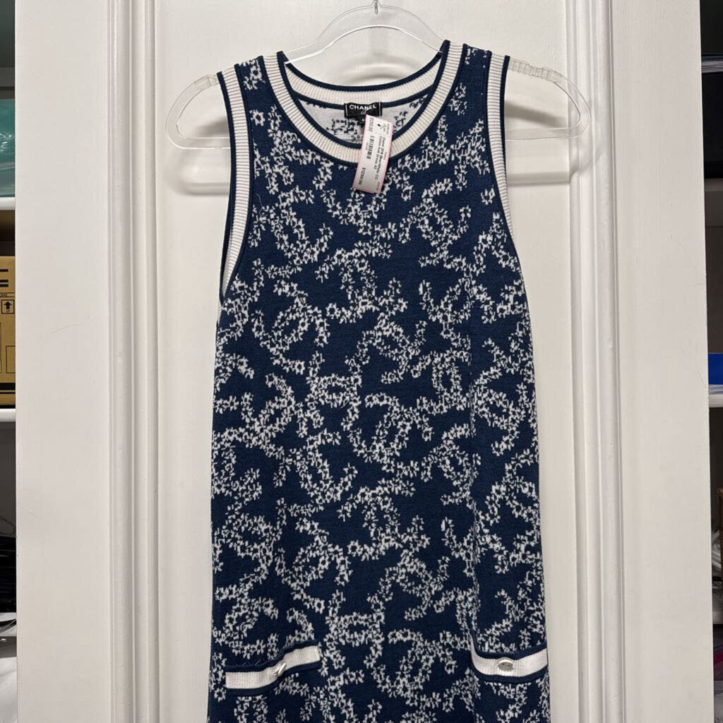 2019 Blue/White CC Cotton Knit Dress