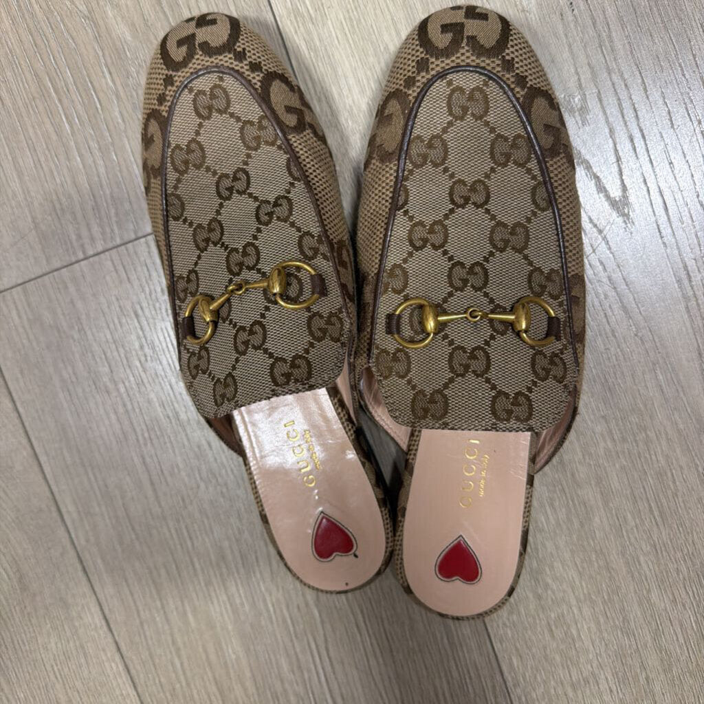 Gucci Brown Logo Mules