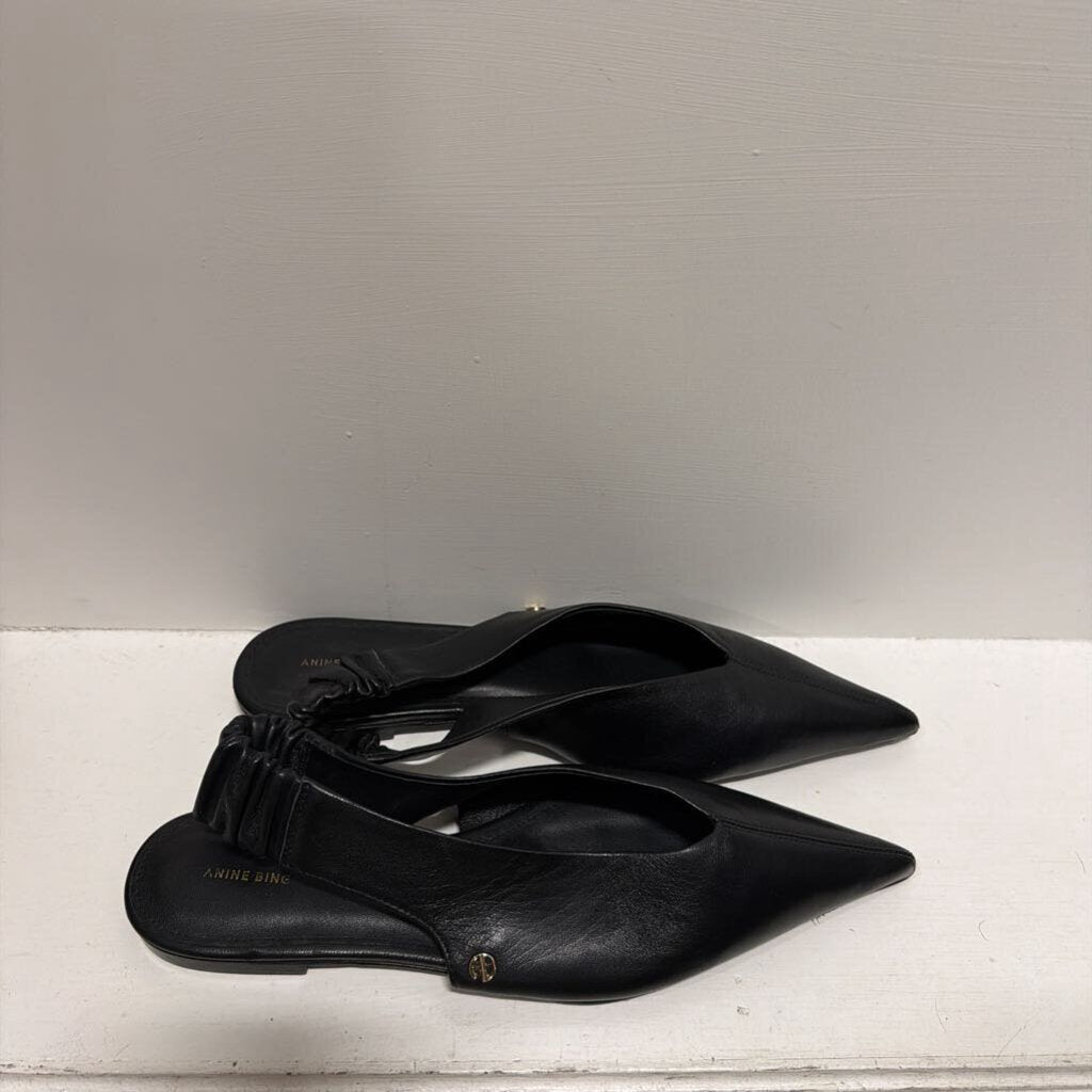 Anine Bing Black Leather Slingback Flats