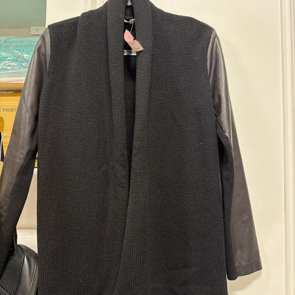 Black Yak Wool Leather Cardigan