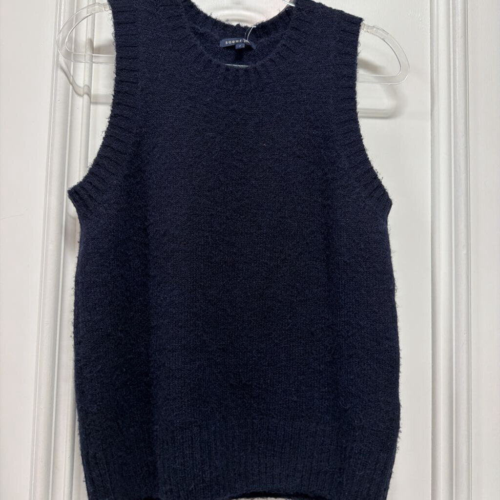 Navy Alpaca/Wool Blend Sweater Vest