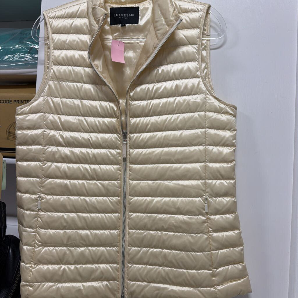 Cream Nylon Down Puffer Vest