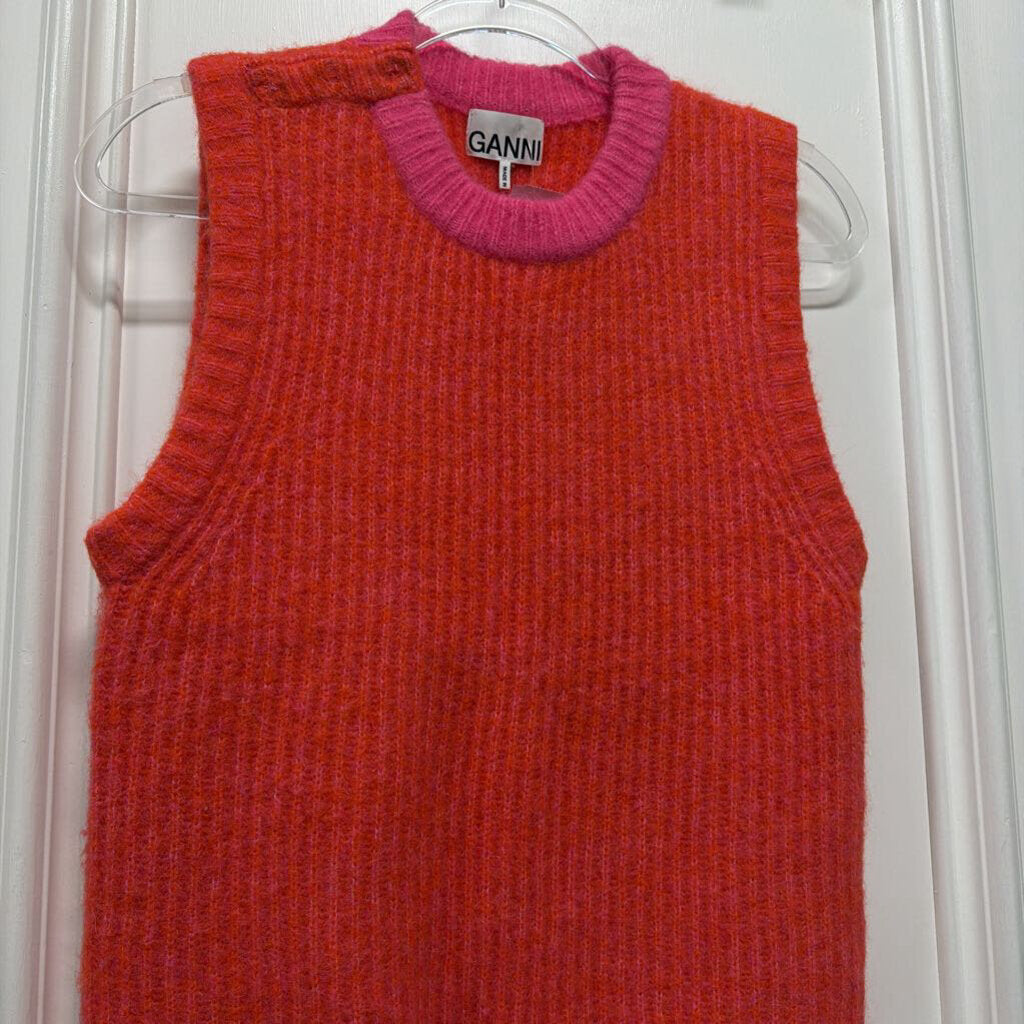 Pink/Red Alpaca/Wool Blend Sweater Vest