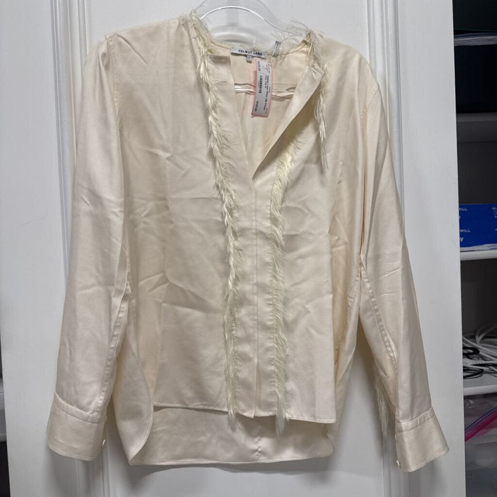 White Silk Fringe Trim Top