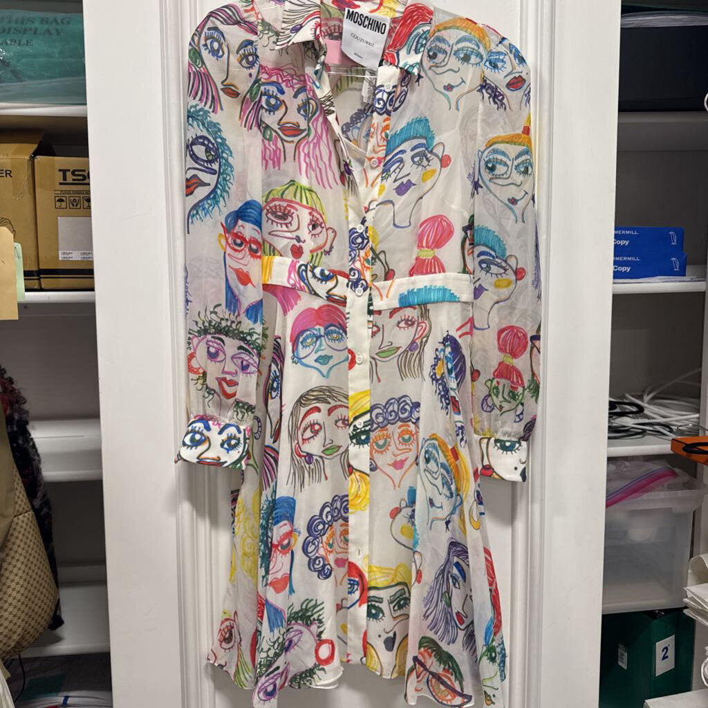 White Acetate Face Dress