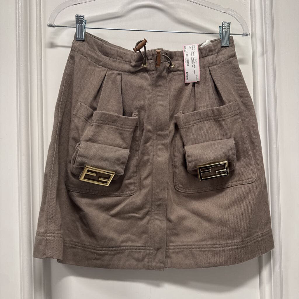 Taupe Cotton Cargo Logo Mini Skirt
