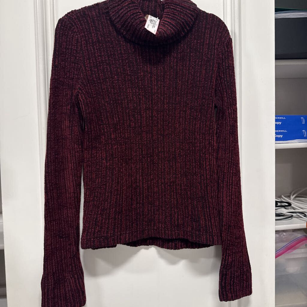Vintage Maroon Chenille Turtleneck Sweater