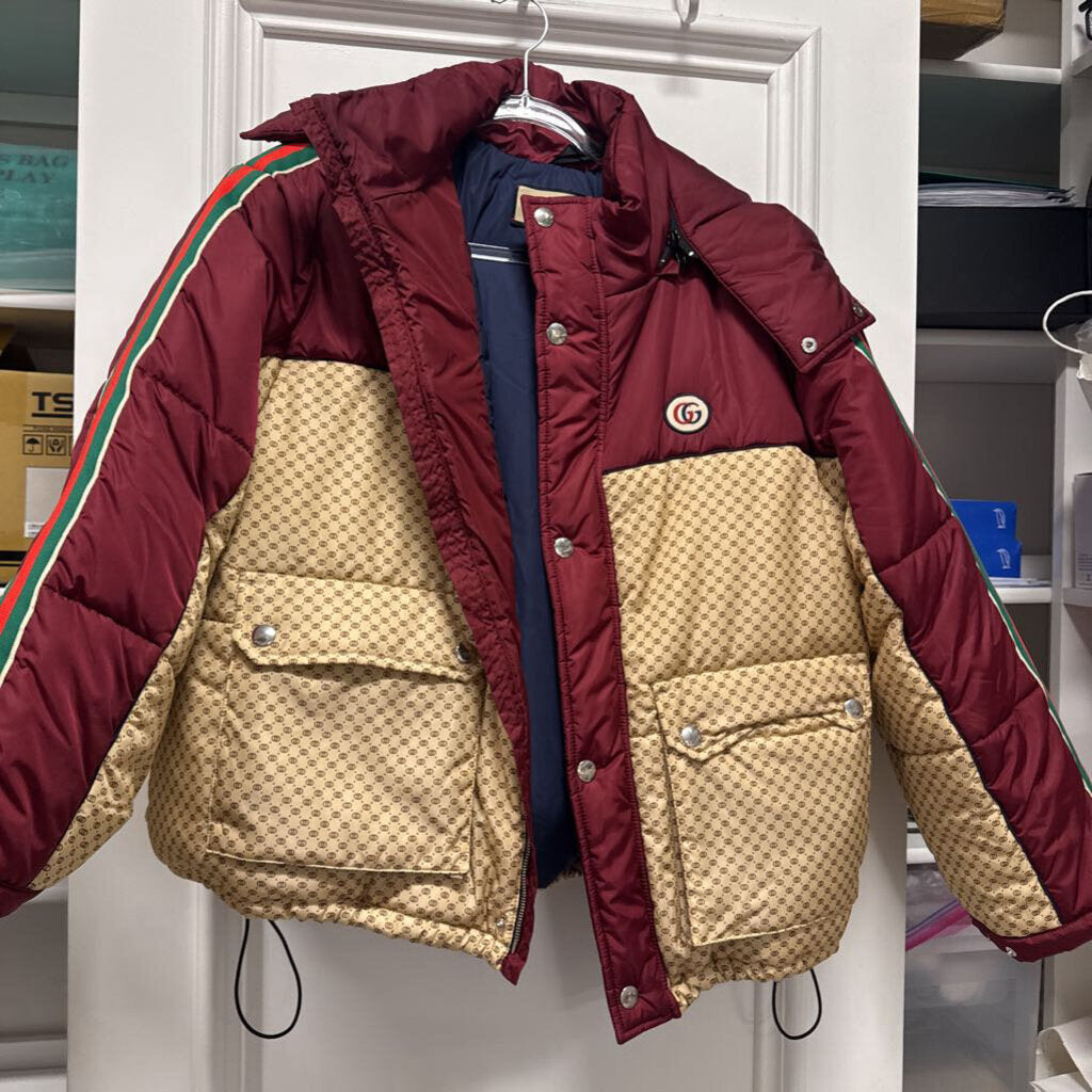 Red/Beige GG Puffer Coat (NWT)